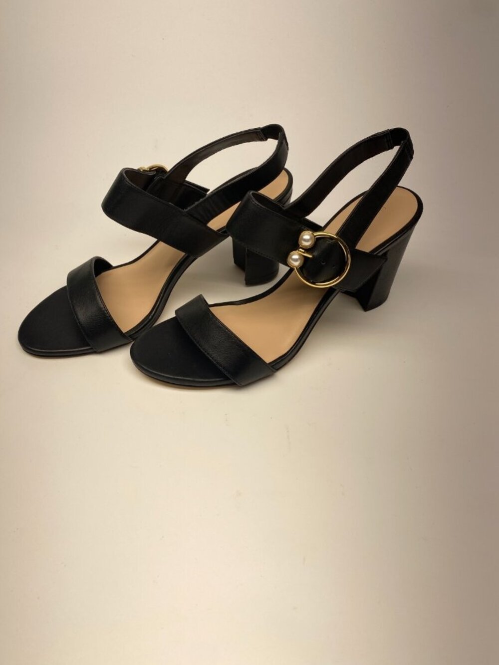 Stuart Weitzman Womens Pearl Ring Black Strap Sandal Sz 8.5